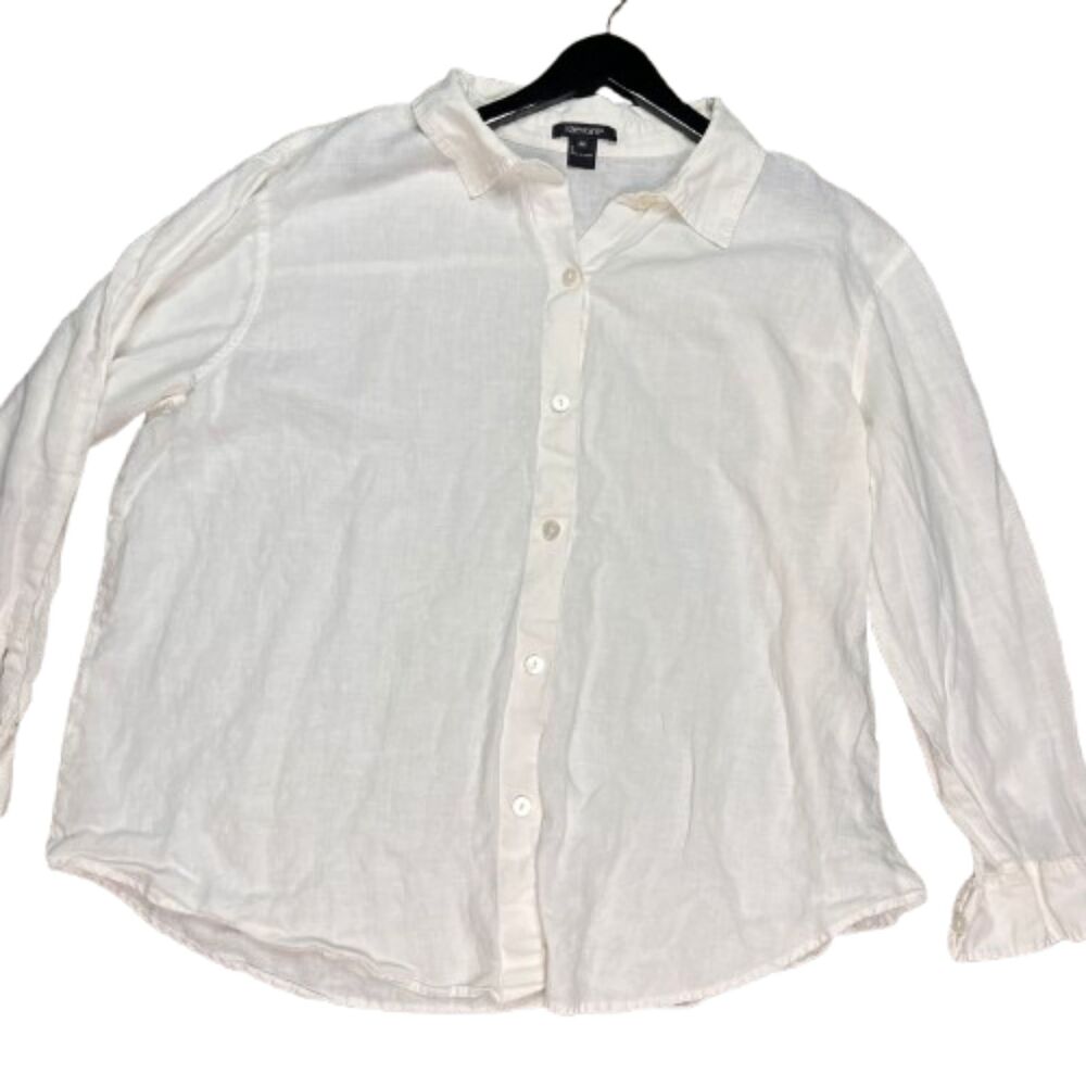 Karen Kane 100% Linen White Long Sleeve Button Down Shirt Women’s 2X